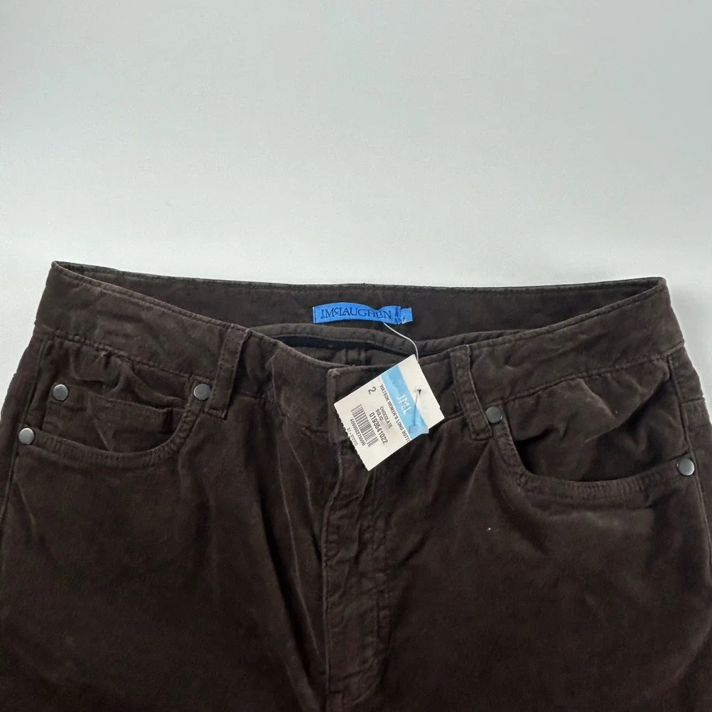 J.McLaughlin WMNS 2 Watson Corduroy Pants Chocolate Brown Straight Leg NEW
